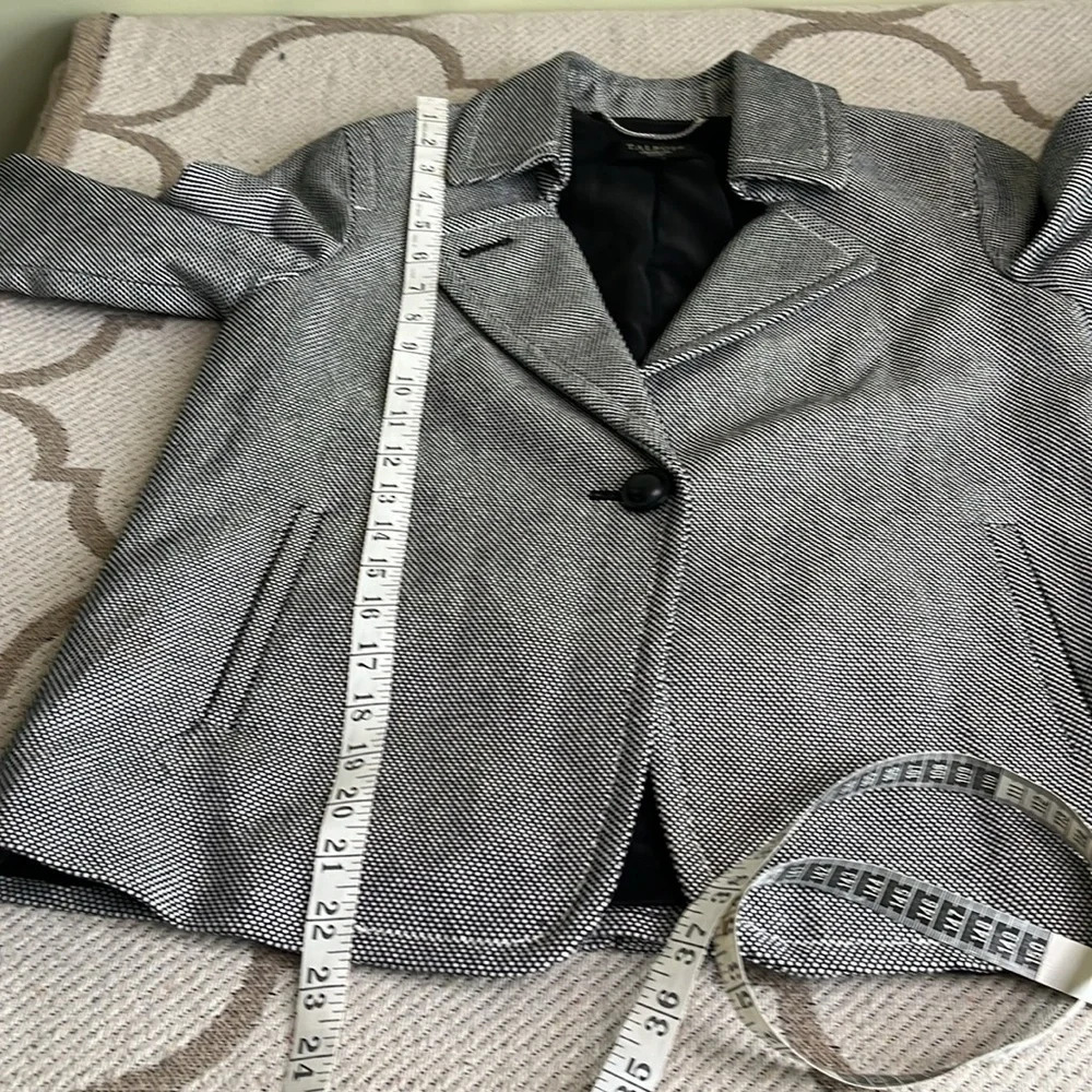 Talbots houndstooth cotton black white fully lined blazer jacket - Picture 8 of 17